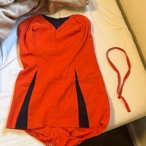 Vintage Orange and Black Bathing suit
